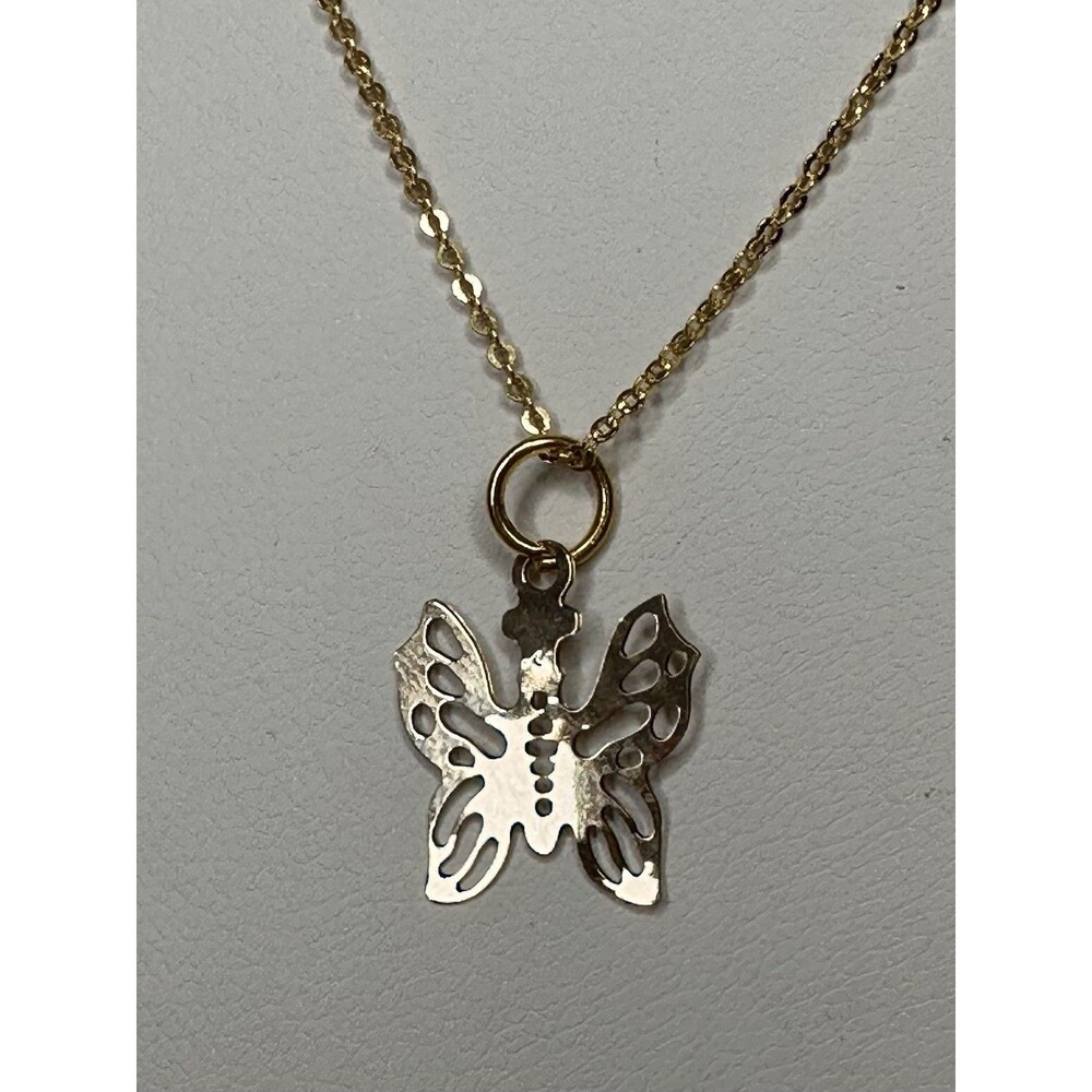 14k 🌟Yellow Gold Butterfly Pendant & 585 Chain Necklace Real Gold 1.15g
